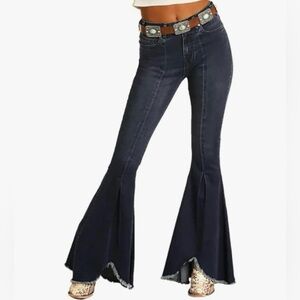 Rock & Roll Cowgirl Blue Flare Wide Leg Jeans